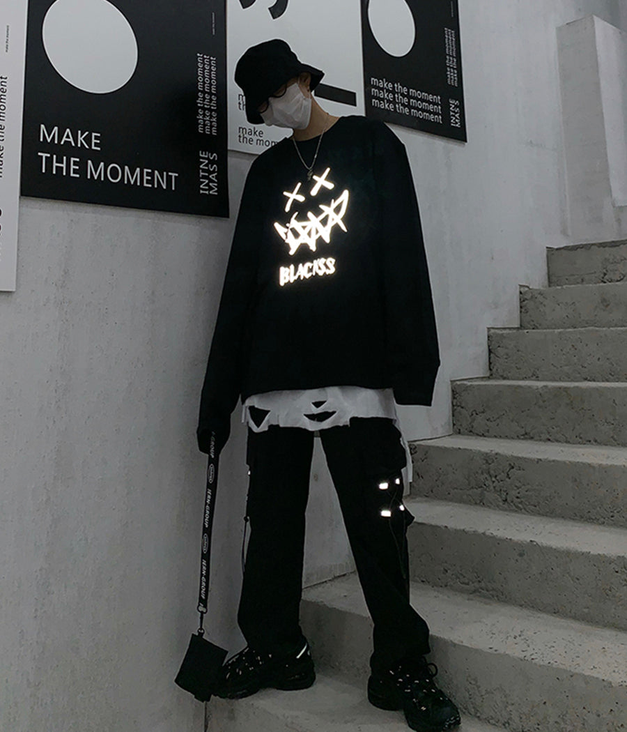 T-shirt reflective long sleeve T-shirt couple T-shirt  322