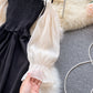 Schwarzes A-Linien-Langarmkleid Modekleid 431
