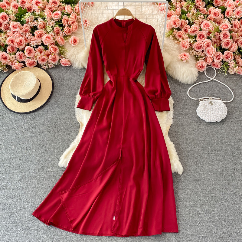 Elegant long sleeve A line dress fashion dress  433