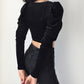 Black velvet long sleeve tops  386