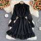 Schwarzes langärmliges Kleid aus Tüll Modekleid 441