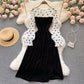 Lovely stitching long sleeve dress  440