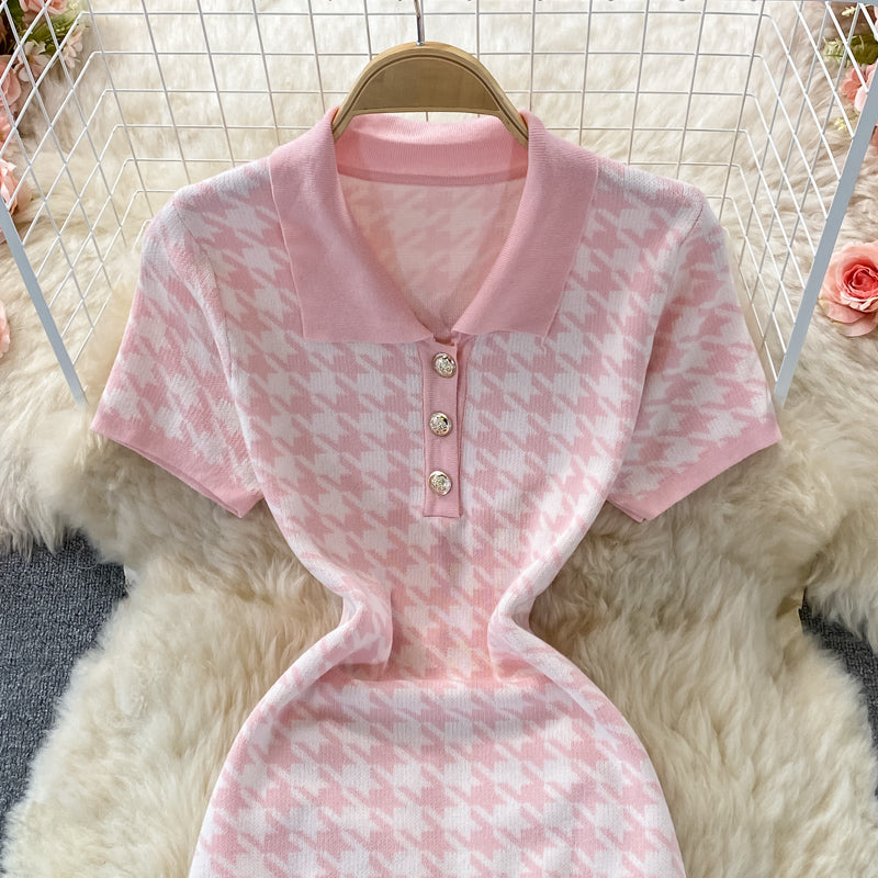 Süßes Hahnentritt-Strickkleid 397