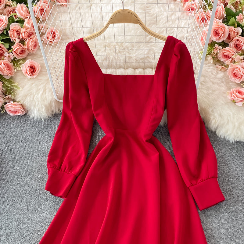 Simple A line long sleeve dress fashion dress  435