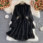 Schwarzes langärmliges Kleid aus Tüll Modekleid 441
