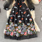 Schwarzes Spitzen-Tüll-Langarmkleid Modekleid 425