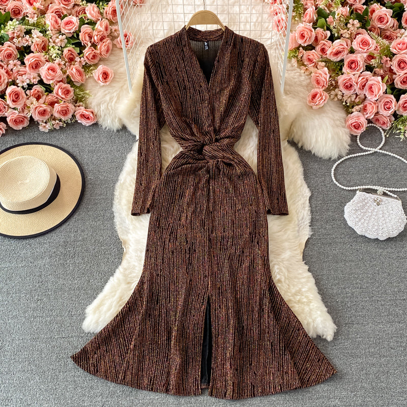 Elrgant v neck dress fashion dress  442