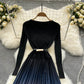 Einfaches Strickkleid mit Farbverlauf Modekleid 399