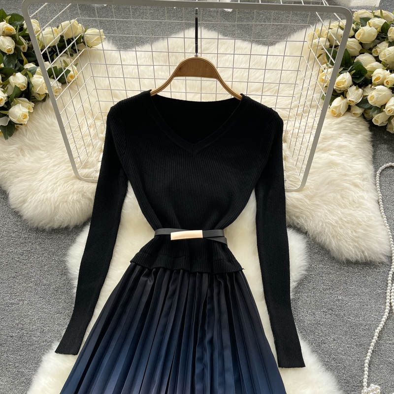 Einfaches Strickkleid mit Farbverlauf Modekleid 399