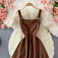 Lovely A line corduroy dress fashion dress  392