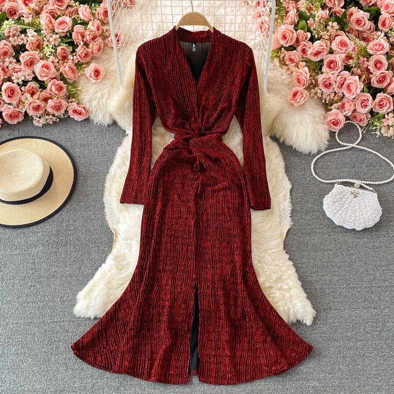 Elrgant v neck dress fashion dress  442