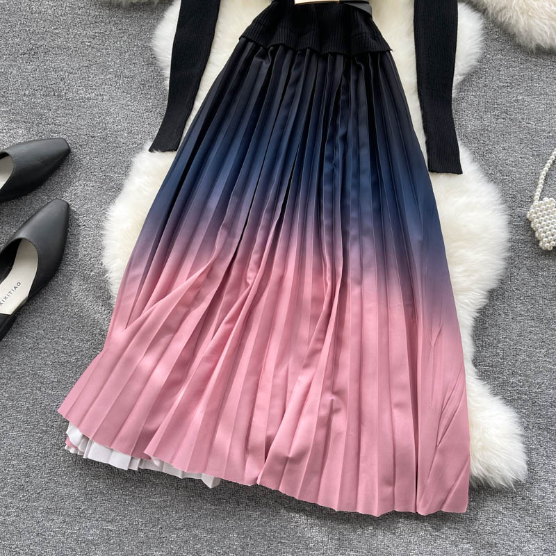Einfaches Strickkleid mit Farbverlauf Modekleid 399