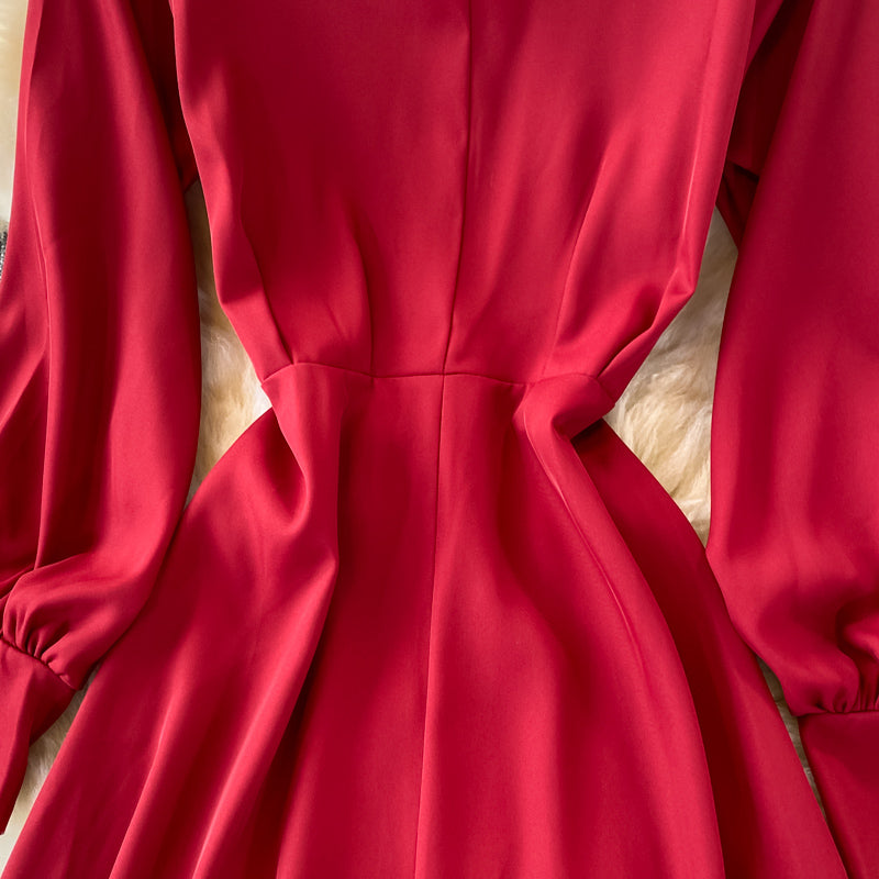Elegant long sleeve A line dress fashion dress  433