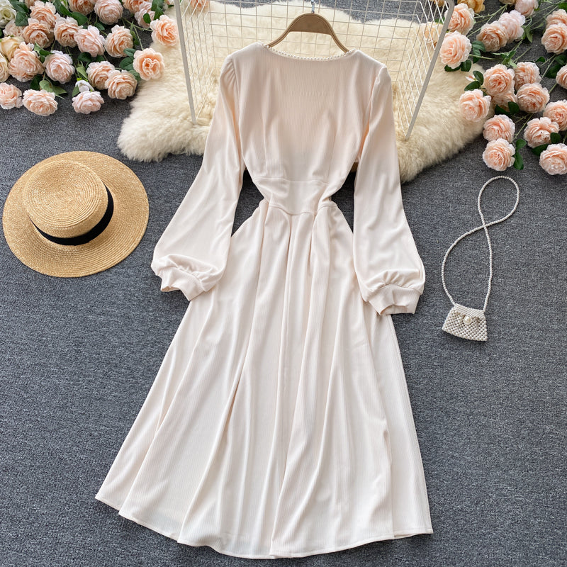 Cute A line long sleeve dress fashion dress  429