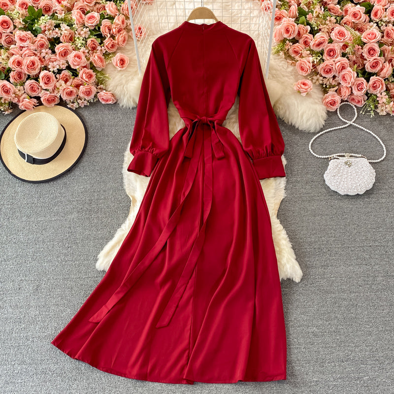 Elegant long sleeve A line dress fashion dress  433