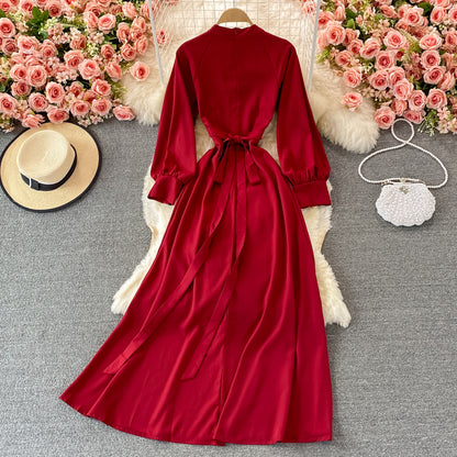 Elegant long sleeve A line dress fashion dress  433