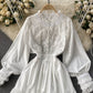 Süßes langärmliges Spitzenkleid Modekleid 428