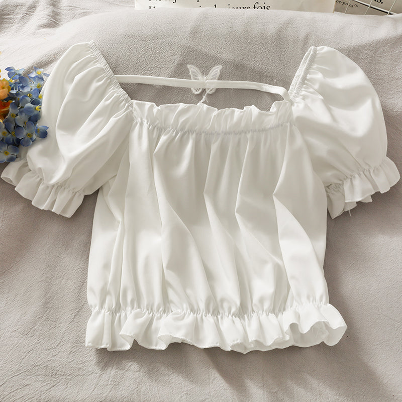 Cute short sleeve cropped top  304