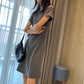 Simple round neck short dress fashion dress  541