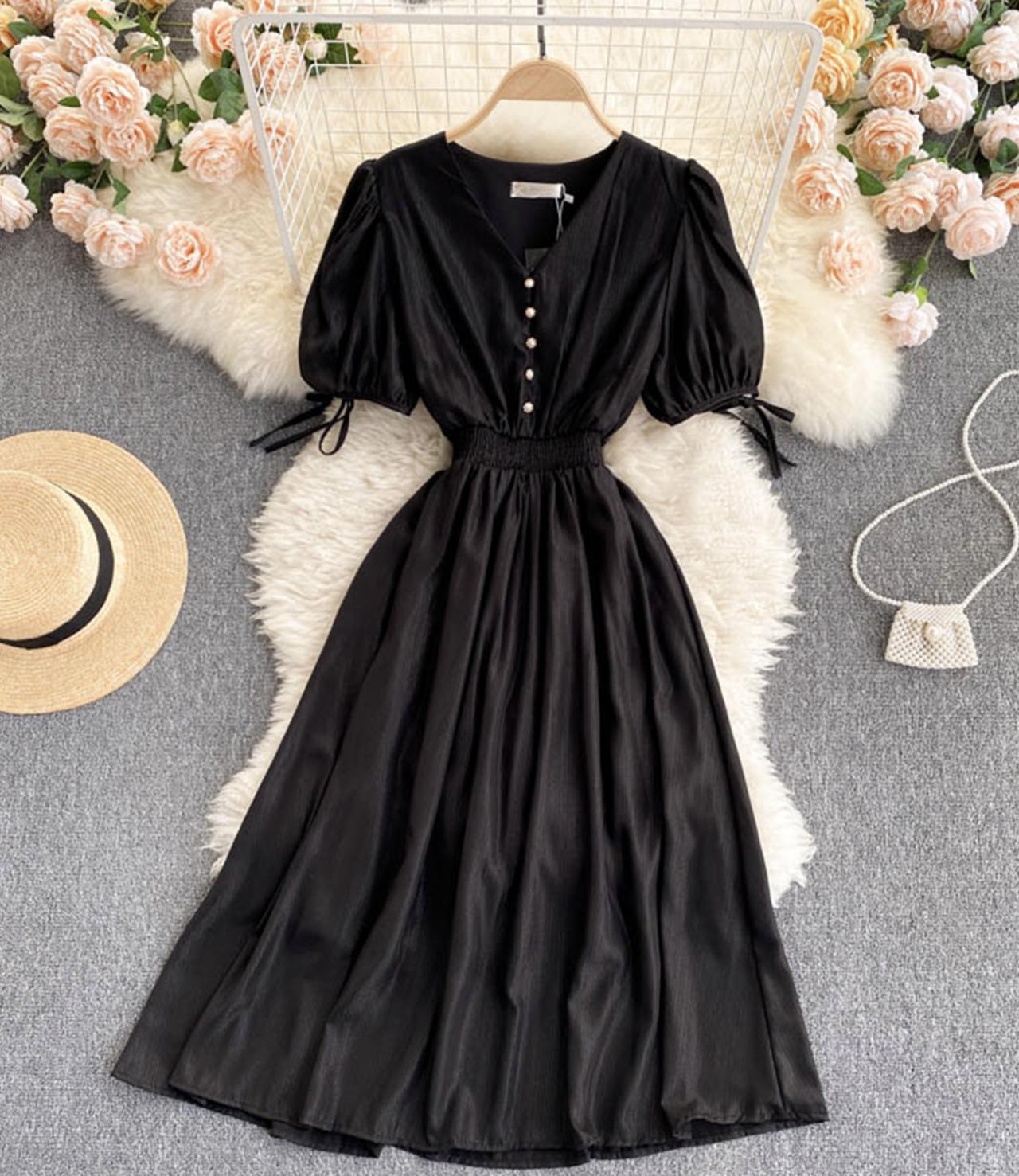Simple v neck short dress fashion dress  664
