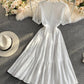 White A line v neck dress fashion dress  669