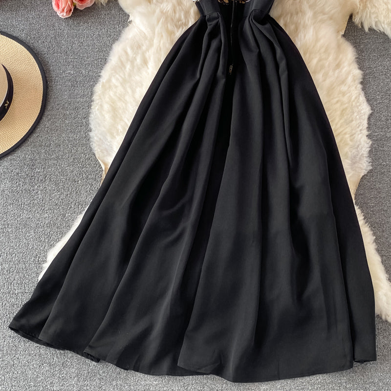 Black lace A line dress fashion dress  506