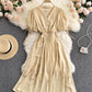 Simple v neck short dress fashion dress  664