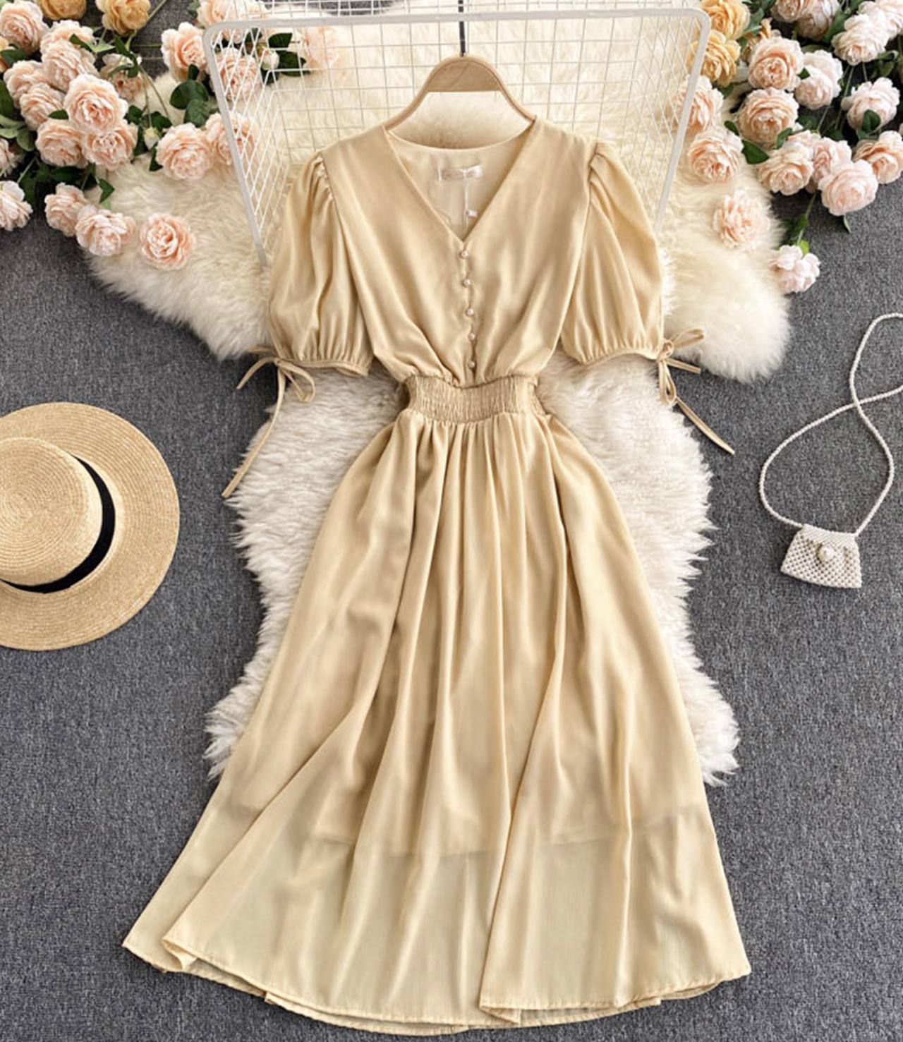 Simple v neck short dress fashion dress  664