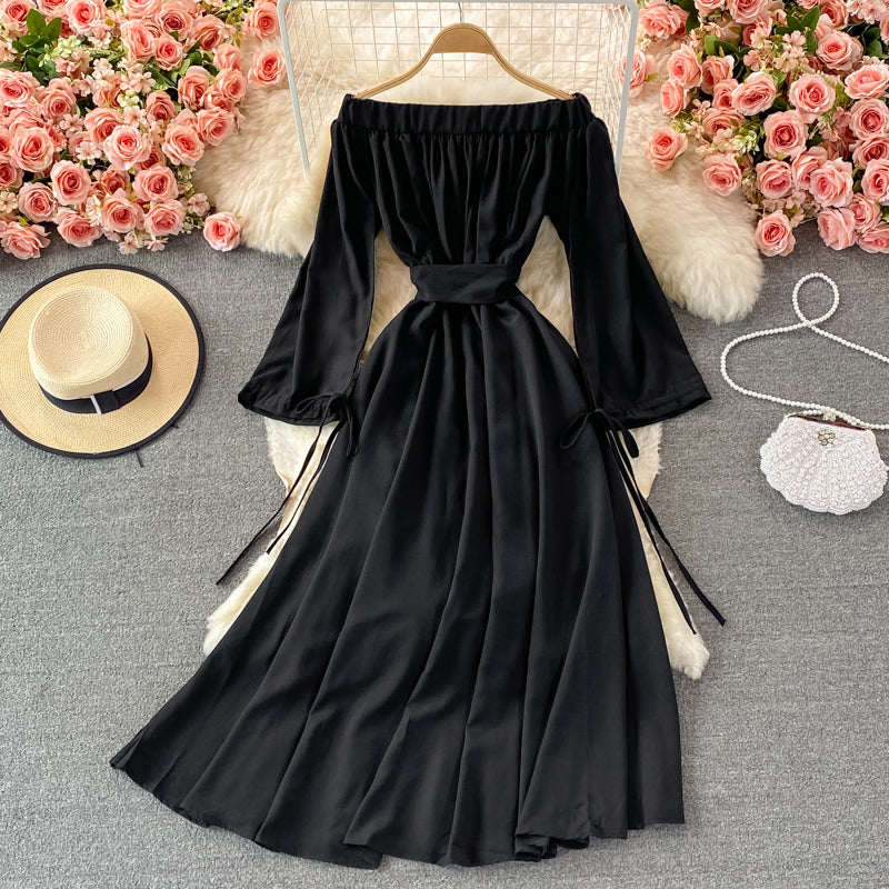 Cute A line long sleeve dress fashion dress  410