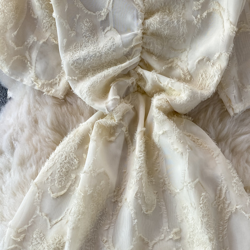 Champagner V-Ausschnitt kurzes Kleid Modekleid 411