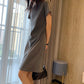Simple round neck short dress fashion dress  541
