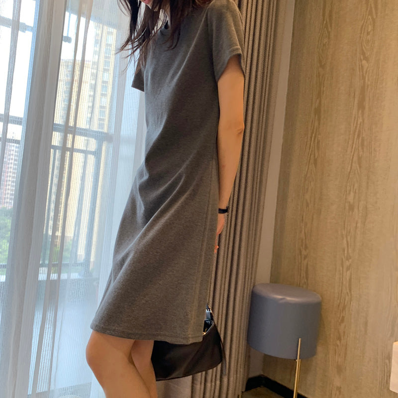 Simple round neck short dress fashion dress  541
