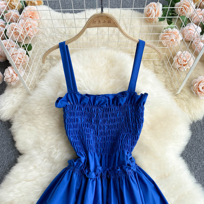Robe bleue à épaules dénudées, robe tendance 551