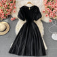 Robe trapèze à col rond et jolie robe tendance 522