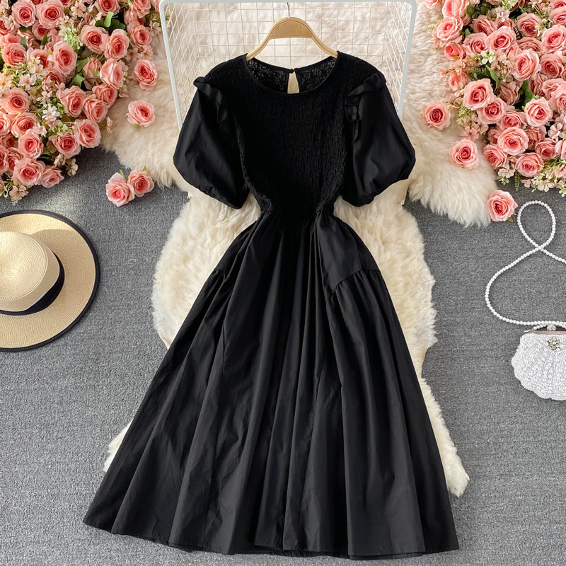 Robe trapèze à col rond et jolie robe tendance 522