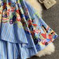 Blue v neck short dress fashion dress  694