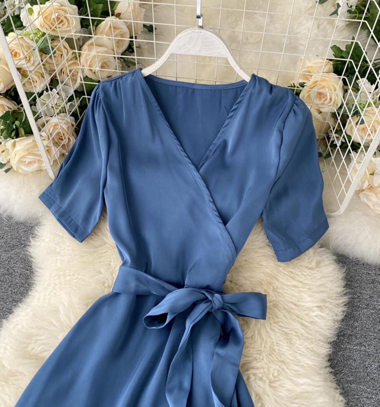 Simple v neck short dress fashion dress  647