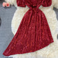 Robe à paillettes irrégulières mignonne et tendance 516