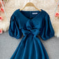 Robe trapèze à col rond et jolie robe tendance 505