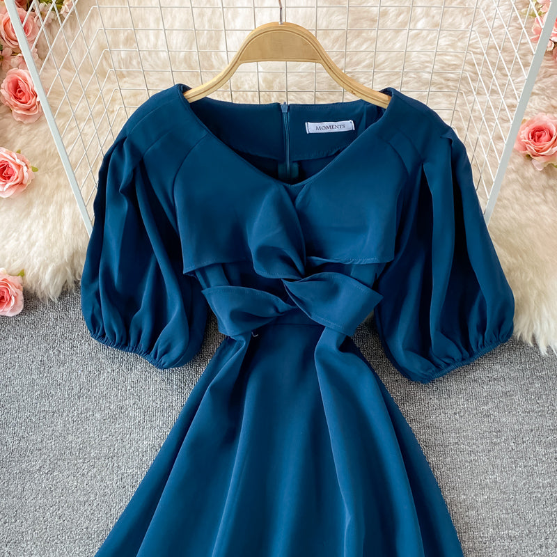 Robe trapèze à col rond et jolie robe tendance 505