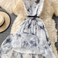 Cute ink print dress A line fashion dress  685