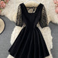 Black A line short dress fashion dress  657
