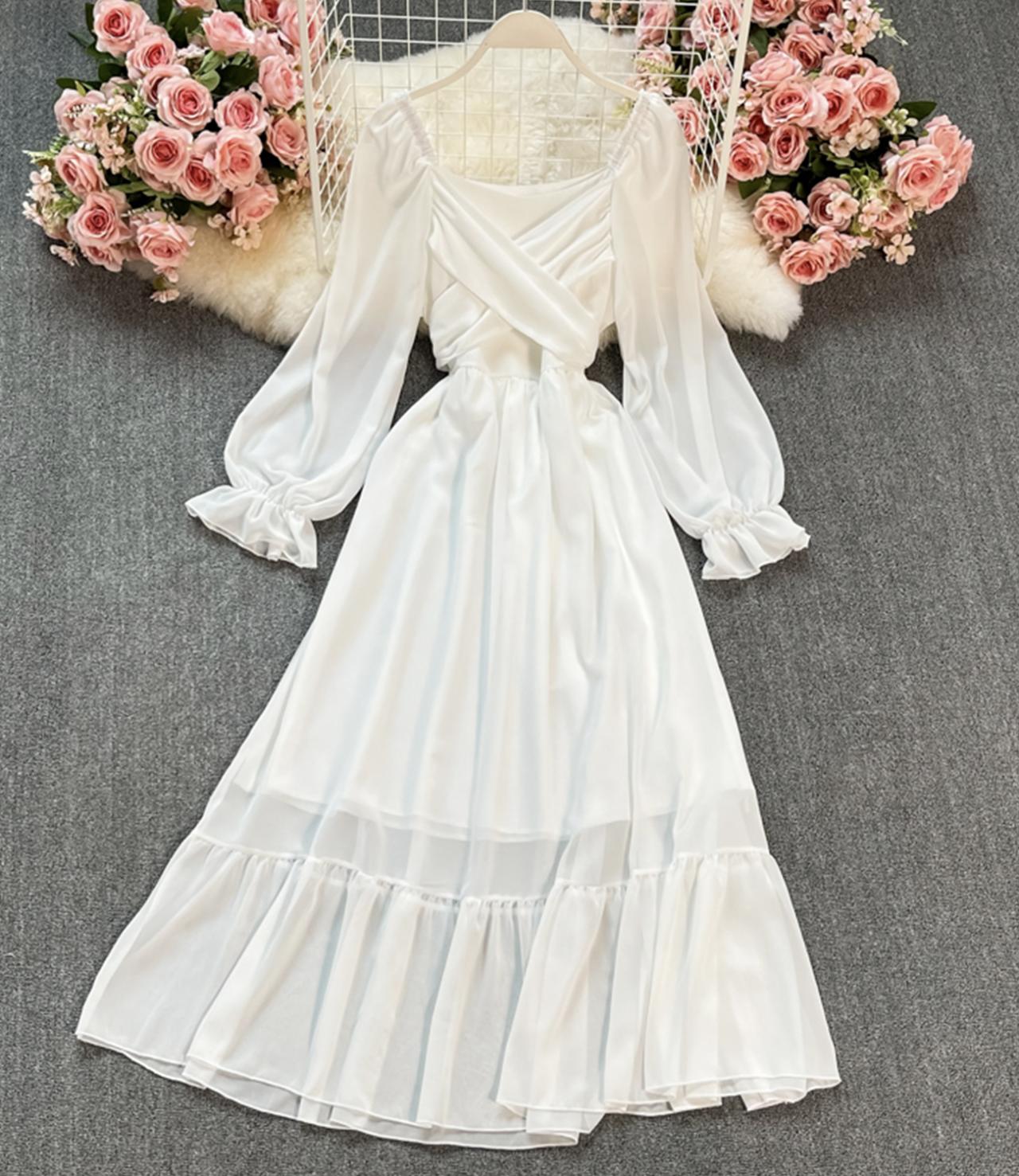 A line chiffon long sleeve dress fashion dress 644