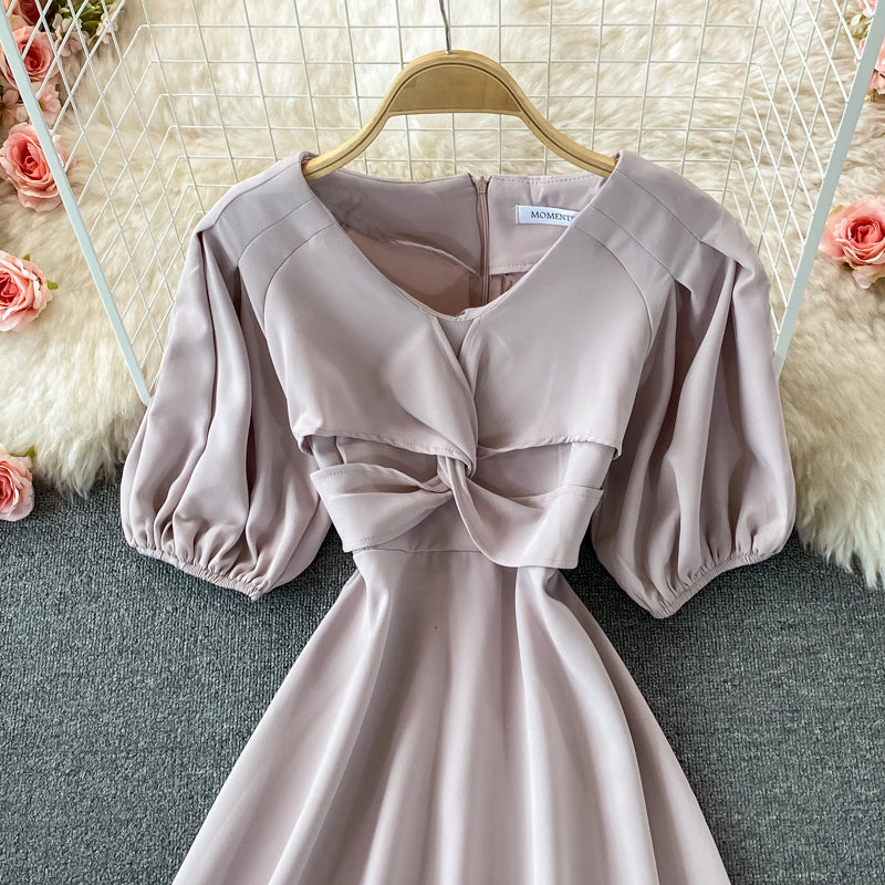 Robe trapèze à col rond et jolie robe tendance 505