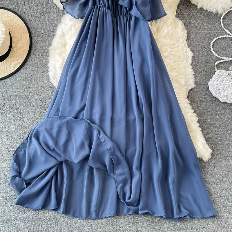 A line chiffon off shoulder dress fashion dress  601