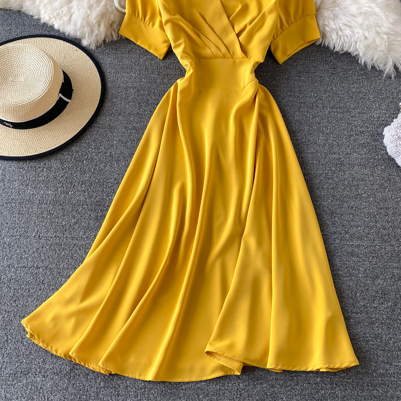 Cute v neck short dress fashion dress  589