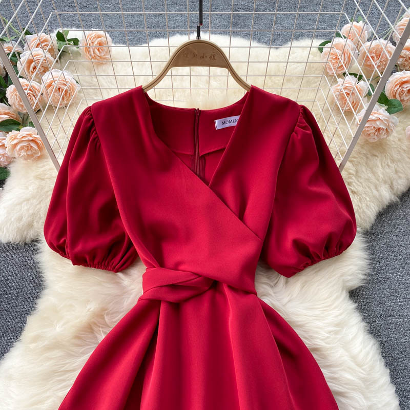 Simple v neck short dress fashion dress  512