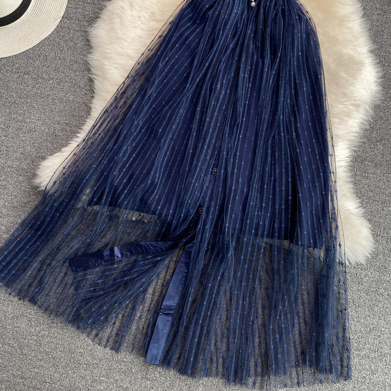 Blaues kurzes Kleid in A-Linie Modekleid 508