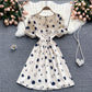 Cute round neck short A line dress fashion dress  562