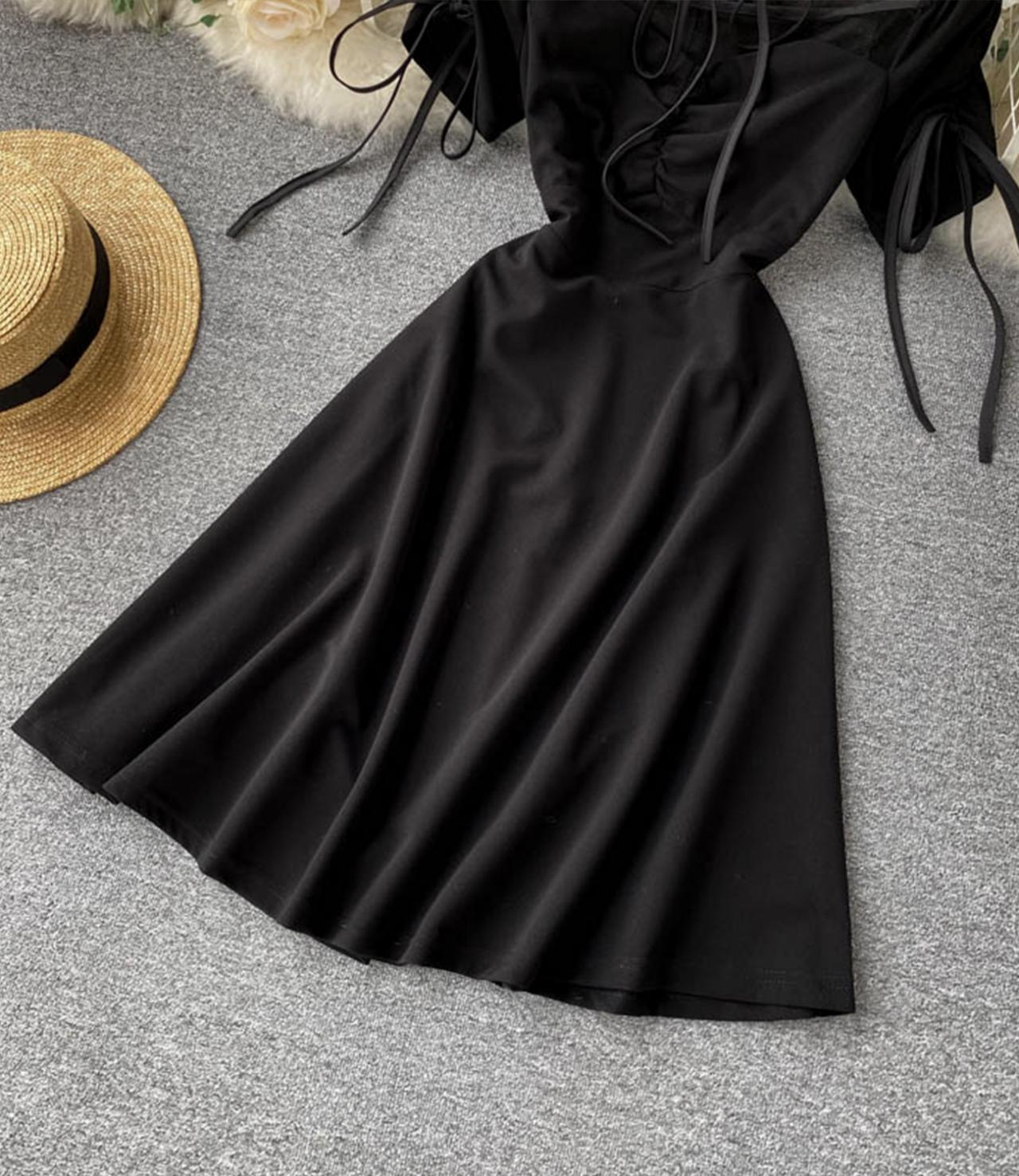 Black A line short dress fashion dress  650